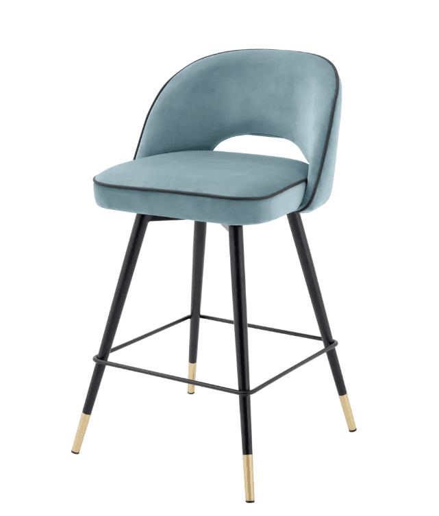 Cliff Counter Stool Set of 2 - Savona Blue Velvet detail