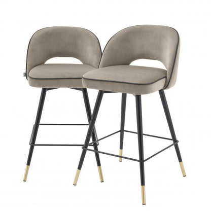 Cliff Counter Stool Set of 2 - Savona Greige Velvet