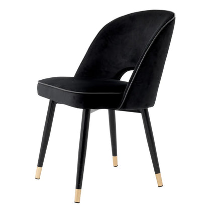 Eichholtz Cliff Dining Chair, Set of 2, Black Velvet, Black & Brass Legs, 33.07"H (A114401 YV0J03YX1A)