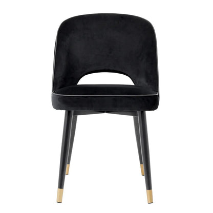Eichholtz Cliff Dining Chair, Set of 2, Black Velvet, Black & Brass Legs, 33.07"H (A114401 YV0J03YX1A)
