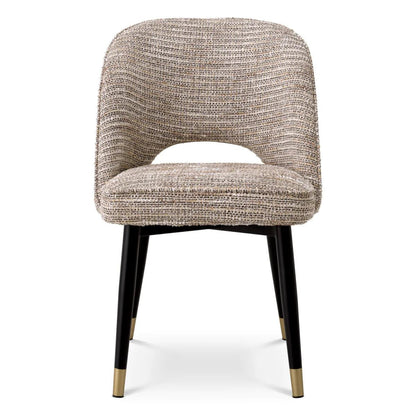 Eichholtz Cliff Dining Chair, Set of 2, Mademoiselle Beige Fabric, Black & Brass Legs, 33.07"H (A115282 YV0J03YX19)