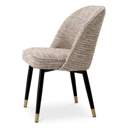 Eichholtz Cliff Dining Chair, Set of 2, Mademoiselle Beige Fabric, Black & Brass Legs, 33.07"H (A115282 YV0J03YX19)