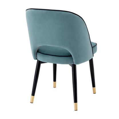 Eichholtz Cliff Dining Chair, Set of 2, Savona Blue Velvet, Black Piping, Black & Brass Legs, 33.07"H (A114301 YV0J03YX1C)