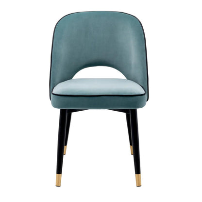 Eichholtz Cliff Dining Chair, Set of 2, Savona Blue Velvet, Black Piping, Black & Brass Legs, 33.07"H (A114301 YV0J03YX1C)