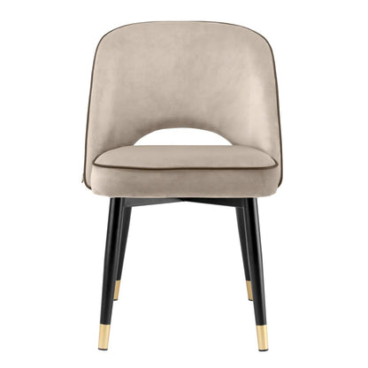 Eichholtz Cliff Dining Chair, Set of 2, Savona Greige Velvet, Black Piping, Black & Brass Legs, 33.07"H (A113523 YV0J03YX1D)