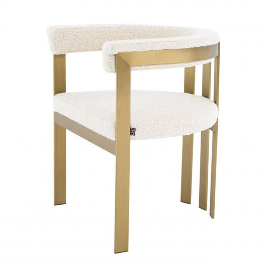 Eichholtz Clubhouse Dining Chair Cream, Brushed Brass