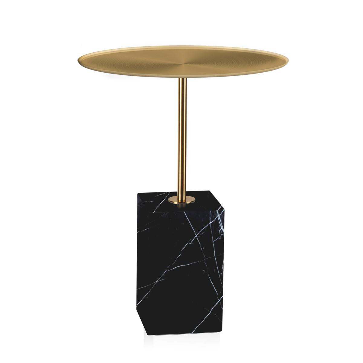 Eichholtz Cole Side Table, Brushed Brass, Black Marble Base, 24.41"H (115544 YV0J041UQ0)