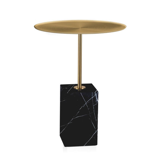 Eichholtz Cole Side Table, Brushed Brass, Black Marble Base, 24.41"H (115544 YV0J041UQ0)
