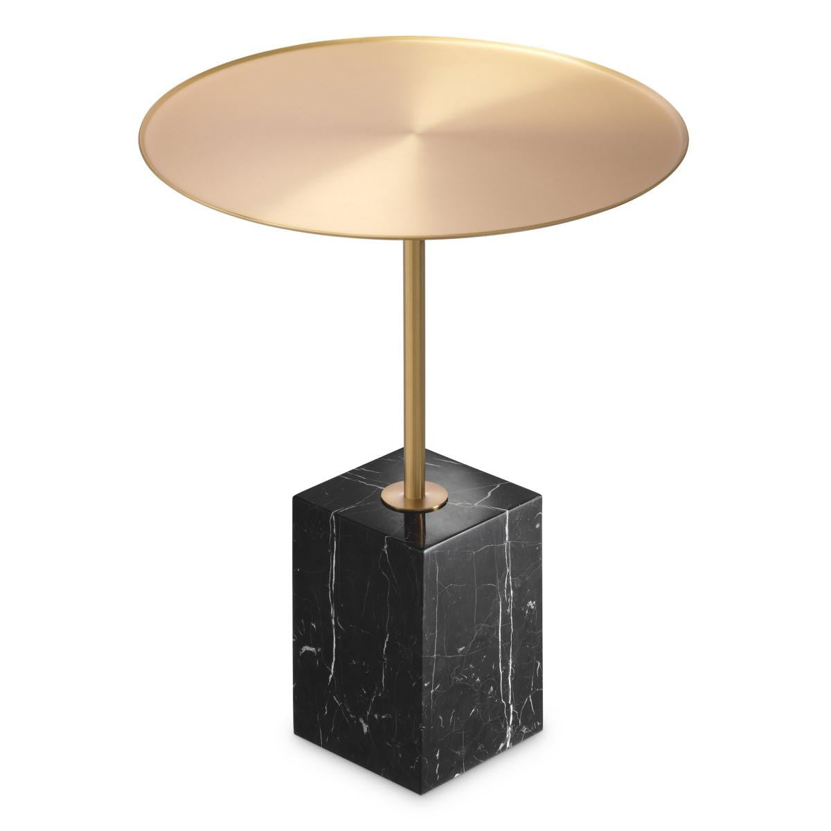 Eichholtz Cole Side Table, Brushed Brass, Black Marble Base, 24.41"H (115544 YV0J041UQ0)