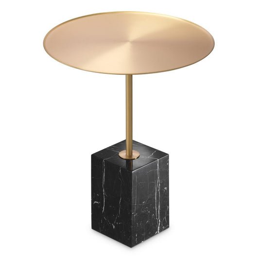 Eichholtz Cole Side Table, Brushed Brass, Black Marble Base, 24.41"H (115544 YV0J041UQ0)