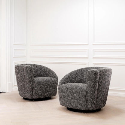 Eichholtz Colin Swivel Chair, Left, Cambon Black, Black Base, 35.43"W (A115434 YV0J041VQY)