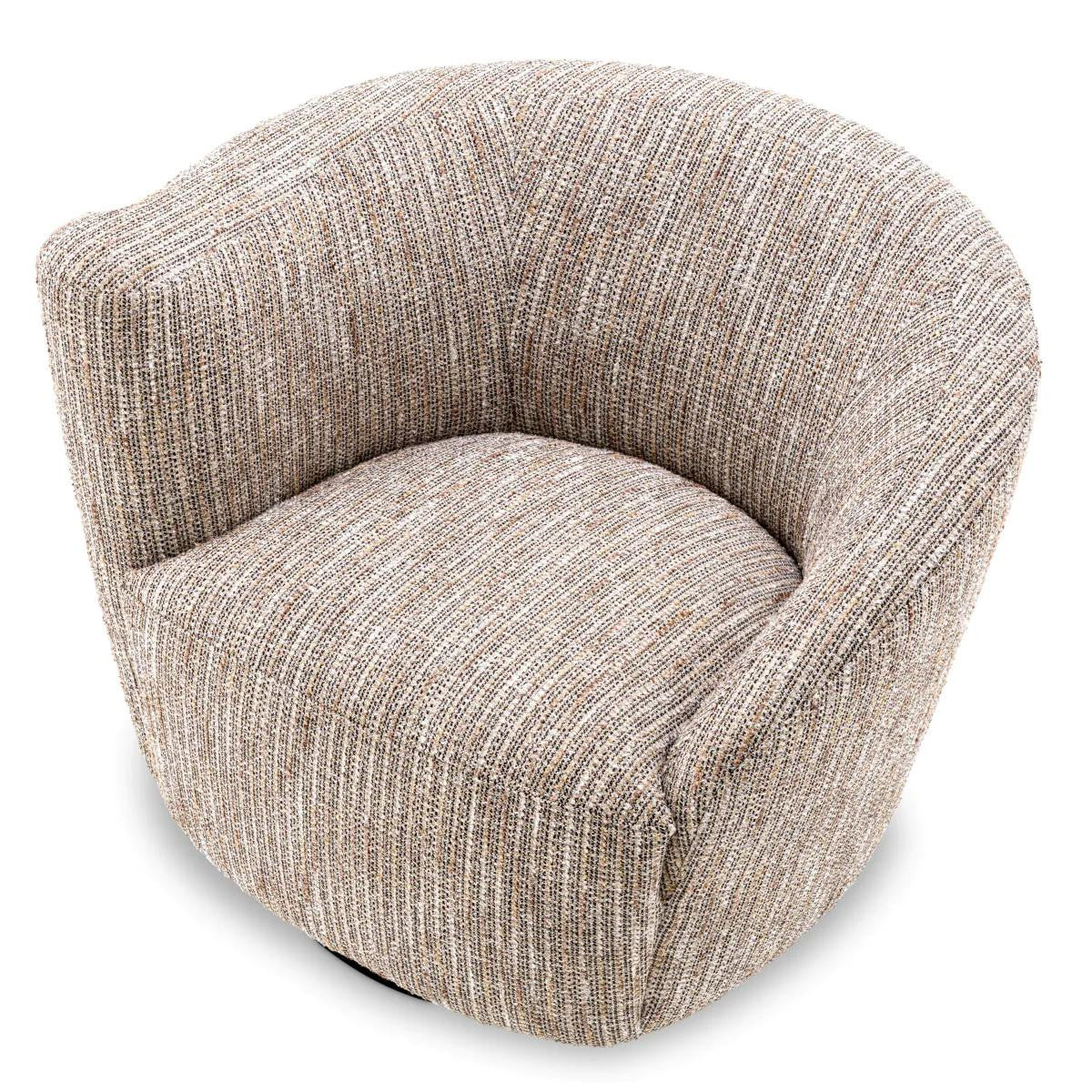 Eichholtz Colin Swivel Chair, Left, Mademoiselle Beige Fabric, Black Base, 35.43"W (A115432 YV0J041VQZ)