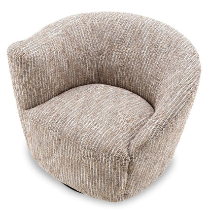 Eichholtz Colin Swivel Chair, Left, Mademoiselle Beige Fabric, Black Base, 35.43"W (A115432 YV0J041VQZ)