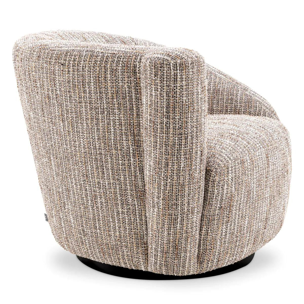 Eichholtz Colin Swivel Chair, Left, Mademoiselle Beige Fabric, Black Base, 35.43"W (A115432 YV0J041VQZ)