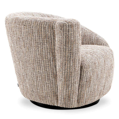 Eichholtz Colin Swivel Chair, Left, Mademoiselle Beige Fabric, Black Base, 35.43"W (A115432 YV0J041VQZ)