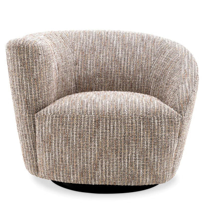 Eichholtz Colin Swivel Chair, Left, Mademoiselle Beige Fabric, Black Base, 35.43"W (A115432 YV0J041VQZ)