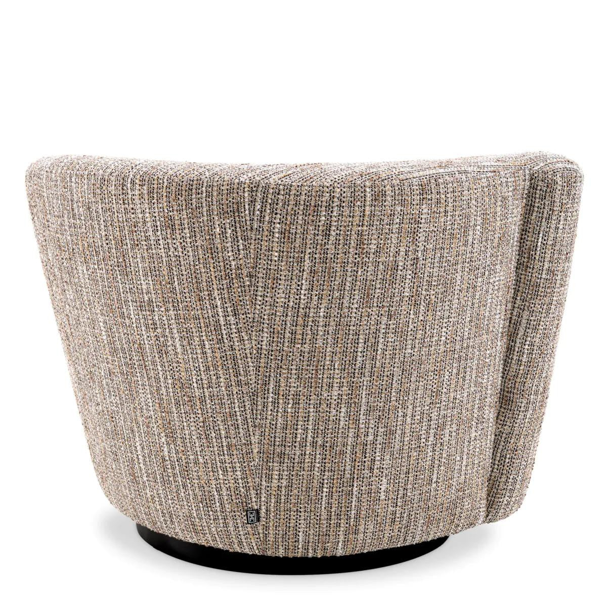Eichholtz Colin Swivel Chair, Left, Mademoiselle Beige Fabric, Black Base, 35.43"W (A115432 YV0J041VQZ)