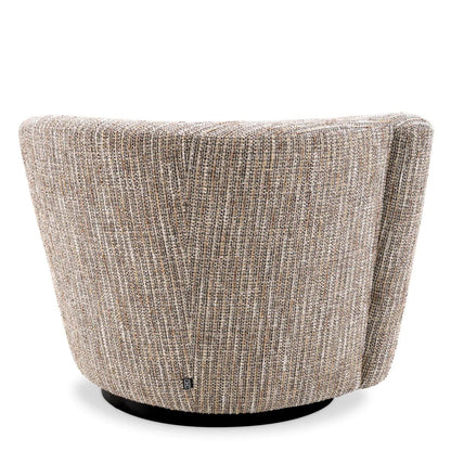 Eichholtz Colin Swivel Chair, Left, Mademoiselle Beige Fabric, Black Base, 35.43"W (A115432 YV0J041VQZ)