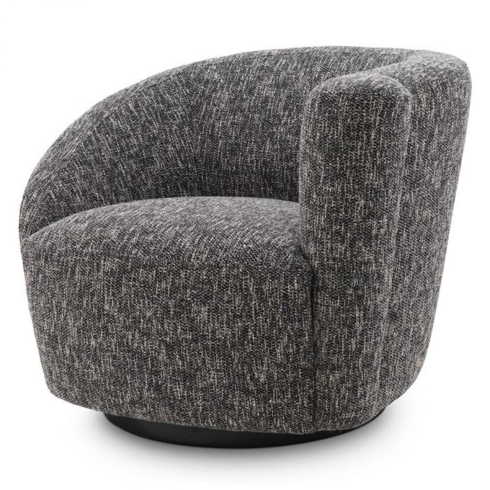 Eichholtz Colin Swivel Chair, Right, Cambon Black, Black Base, 35.43"W (A115435 YV0J041VR0)