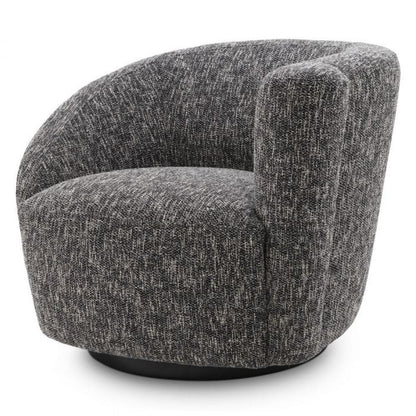 Eichholtz Colin Swivel Chair, Right, Cambon Black, Black Base, 35.43"W (A115435 YV0J041VR0)