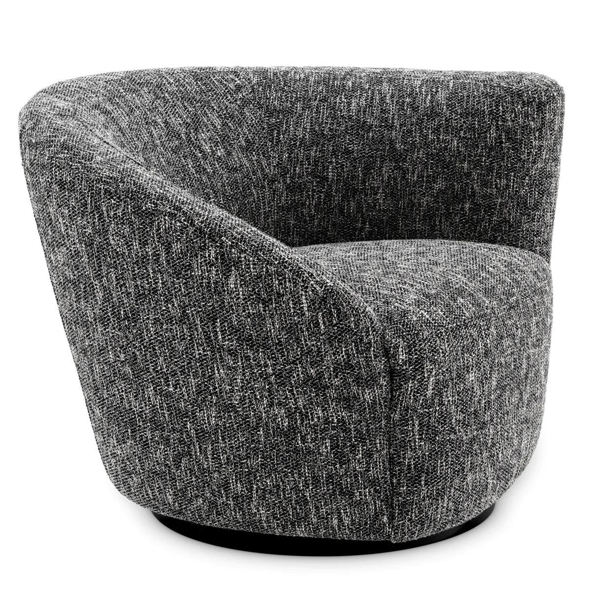 Eichholtz Colin Swivel Chair, Right, Cambon Black, Black Base, 35.43"W (A115435 YV0J041VR0)