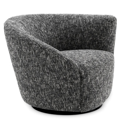 Eichholtz Colin Swivel Chair, Right, Cambon Black, Black Base, 35.43"W (A115435 YV0J041VR0)