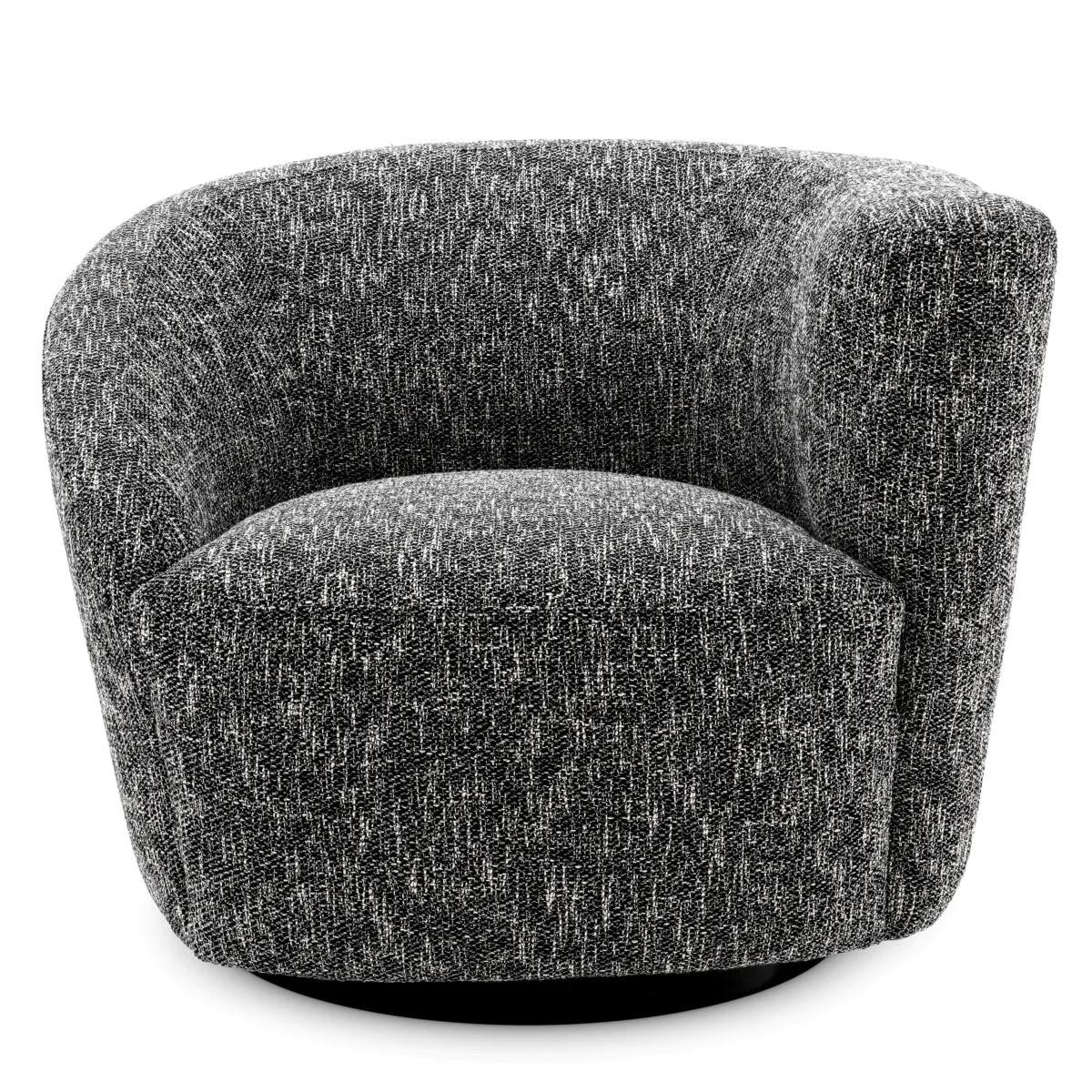 Eichholtz Colin Swivel Chair, Right, Cambon Black, Black Base, 35.43"W (A115435 YV0J041VR0)