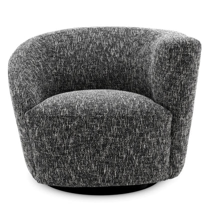 Eichholtz Colin Swivel Chair, Right, Cambon Black, Black Base, 35.43"W (A115435 YV0J041VR0)