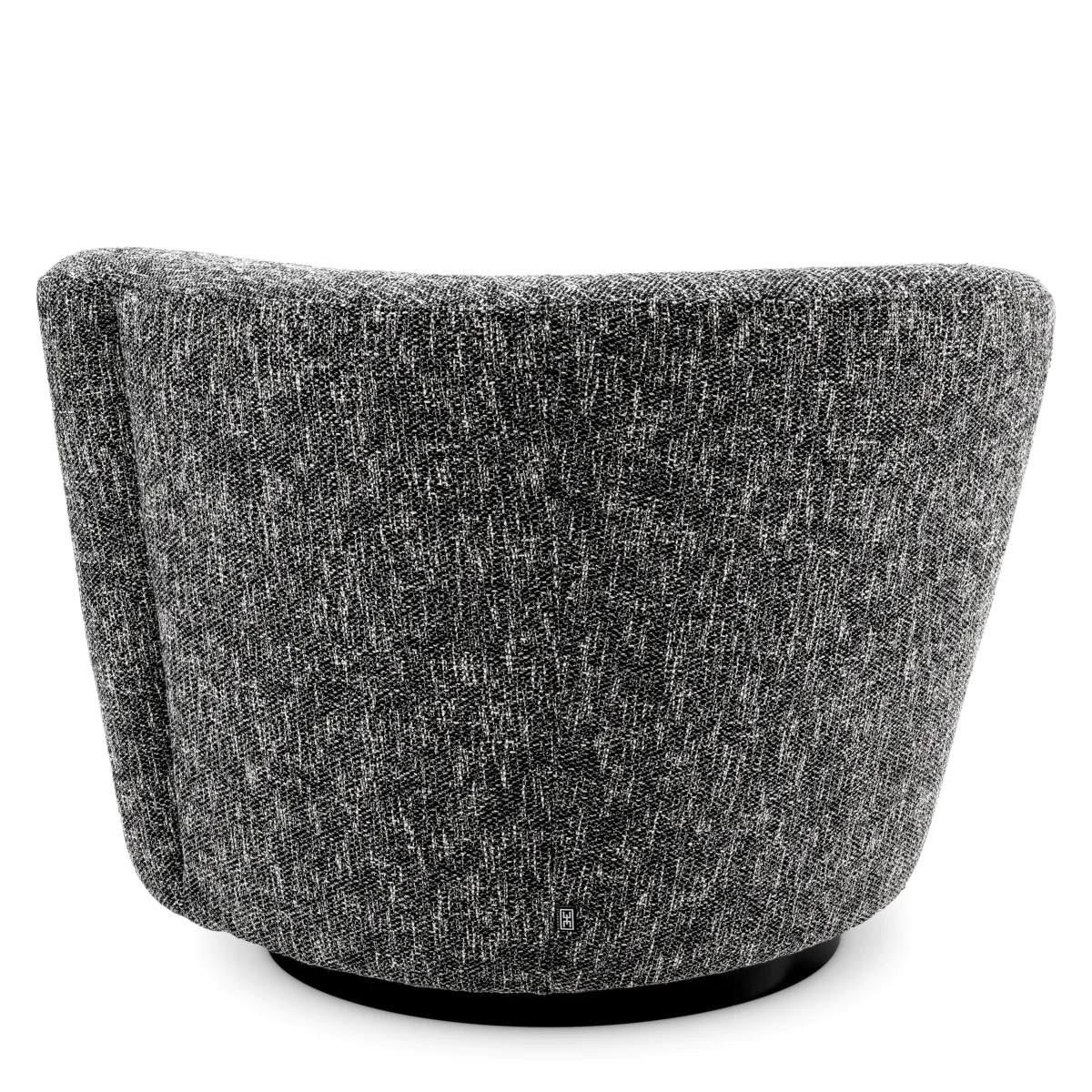 Eichholtz Colin Swivel Chair, Right, Cambon Black, Black Base, 35.43"W (A115435 YV0J041VR0)