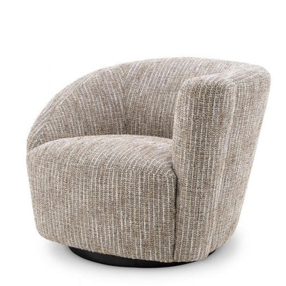 Eichholtz Colin Swivel Chair, Right, Mademoiselle Beige Fabric, Black Base, 35.43"W (A115433 YV0J041VR1)