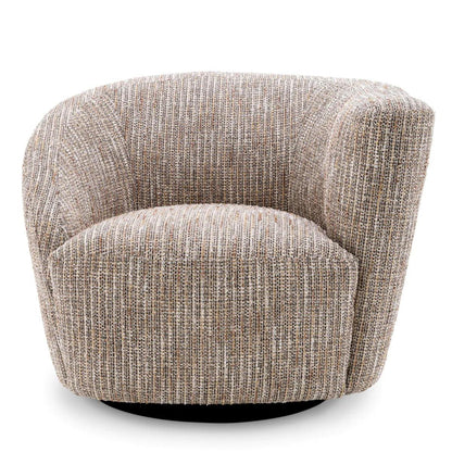 Eichholtz Colin Swivel Chair, Right, Mademoiselle Beige Fabric, Black Base, 35.43"W (A115433 YV0J041VR1)