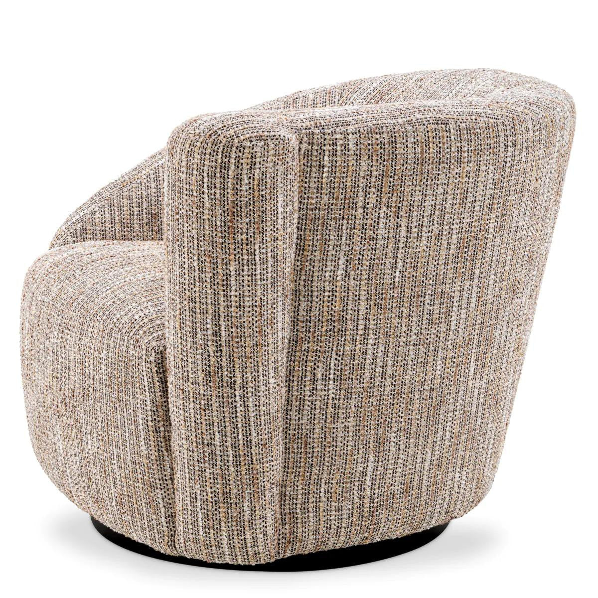 Eichholtz Colin Swivel Chair, Right, Mademoiselle Beige Fabric, Black Base, 35.43"W (A115433 YV0J041VR1)