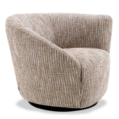 Eichholtz Colin Swivel Chair, Right, Mademoiselle Beige Fabric, Black Base, 35.43"W (A115433 YV0J041VR1)