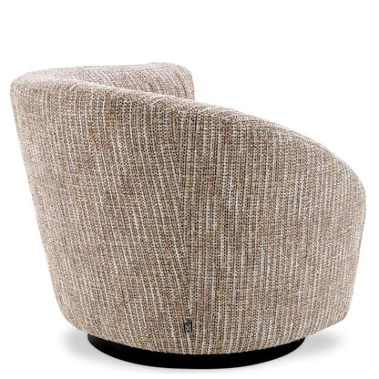 Eichholtz Colin Swivel Chair, Right, Mademoiselle Beige Fabric, Black Base, 35.43"W (A115433 YV0J041VR1)