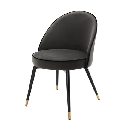 Eichholtz Cooper Dining Chair, Set of 2, Dark Gray Velvet, Black & Brass Legs, 32.68"H (A113125 YV0J03YXXQ)