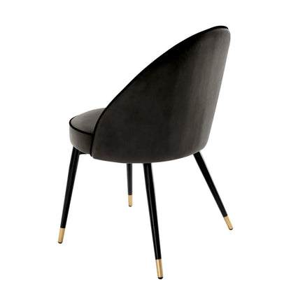 Eichholtz Cooper Dining Chair, Set of 2, Dark Gray Velvet, Black & Brass Legs, 32.68"H (A113125 YV0J03YXXQ)