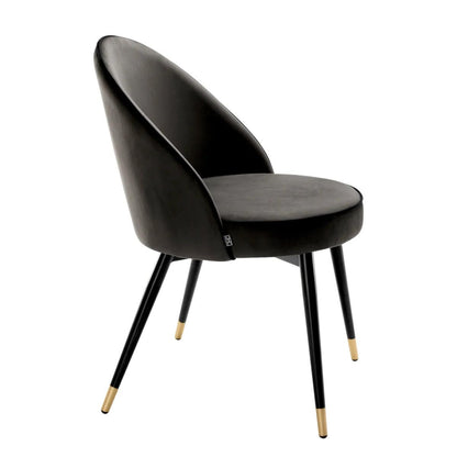 Eichholtz Cooper Dining Chair, Set of 2, Dark Gray Velvet, Black & Brass Legs, 32.68"H (A113125 YV0J03YXXQ)