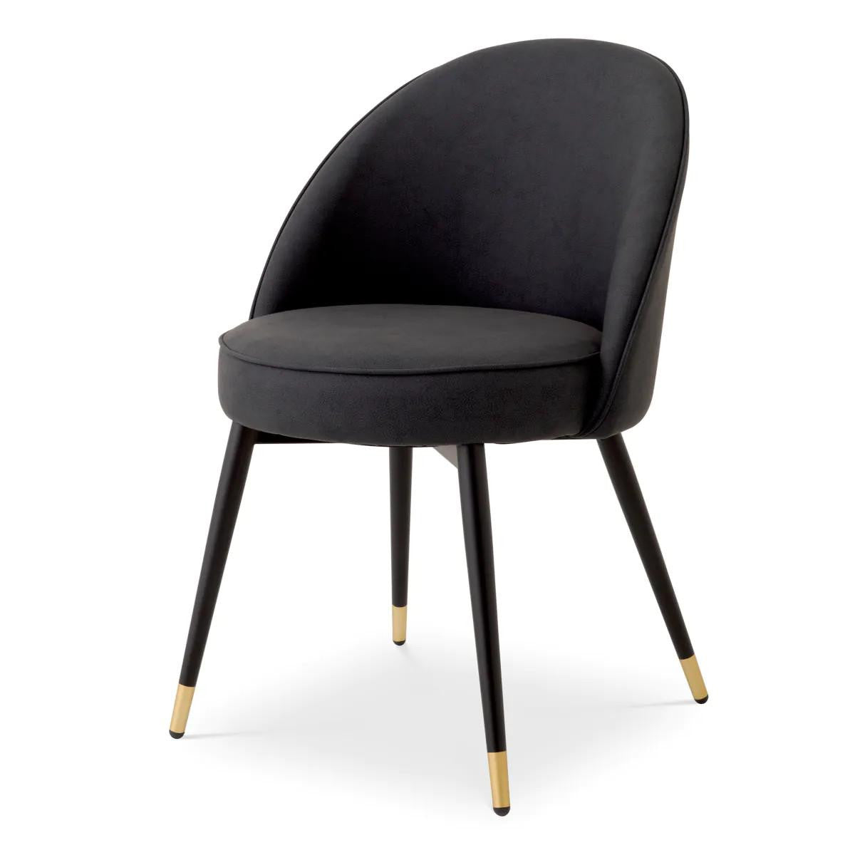 Eichholtz Cooper Dining Chair, Set of 2, Gray, Black & Brass Legs, 32.68"H (A116570 YV0J03YX1K)