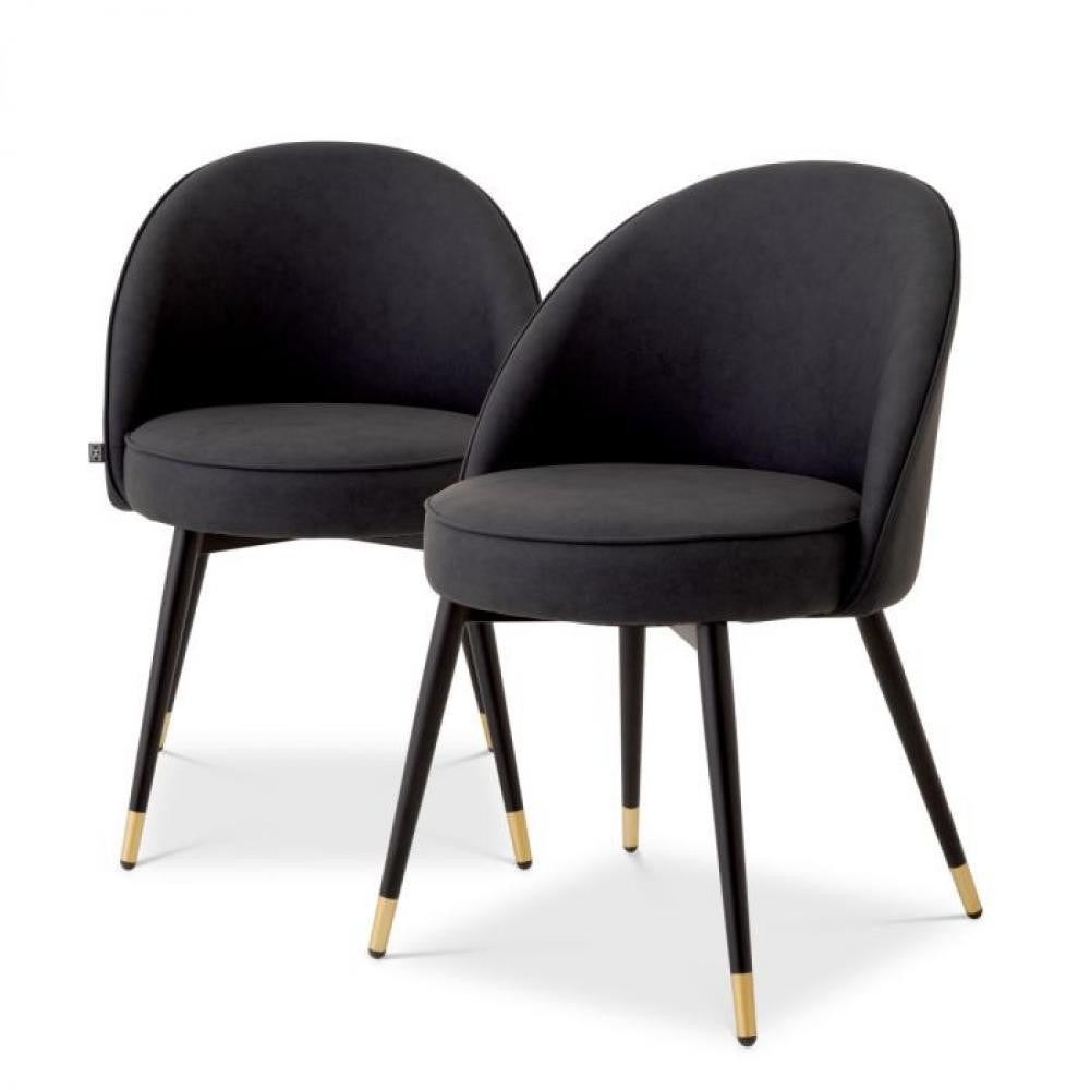 Eichholtz Cooper Dining Chair, Set of 2, Gray, Black & Brass Legs, 32.68"H (A116570 YV0J03YX1K)
