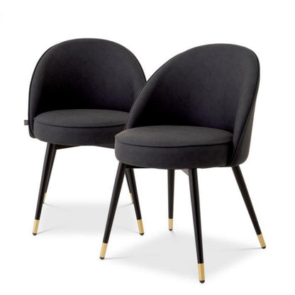 Eichholtz Cooper Dining Chair, Set of 2, Gray, Black & Brass Legs, 32.68"H (A116570 YV0J03YX1K)