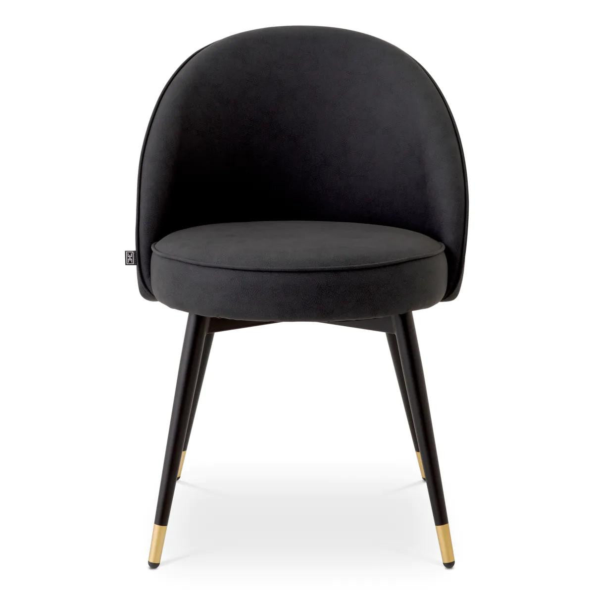 Eichholtz Cooper Dining Chair, Set of 2, Gray, Black & Brass Legs, 32.68"H (A116570 YV0J03YX1K)
