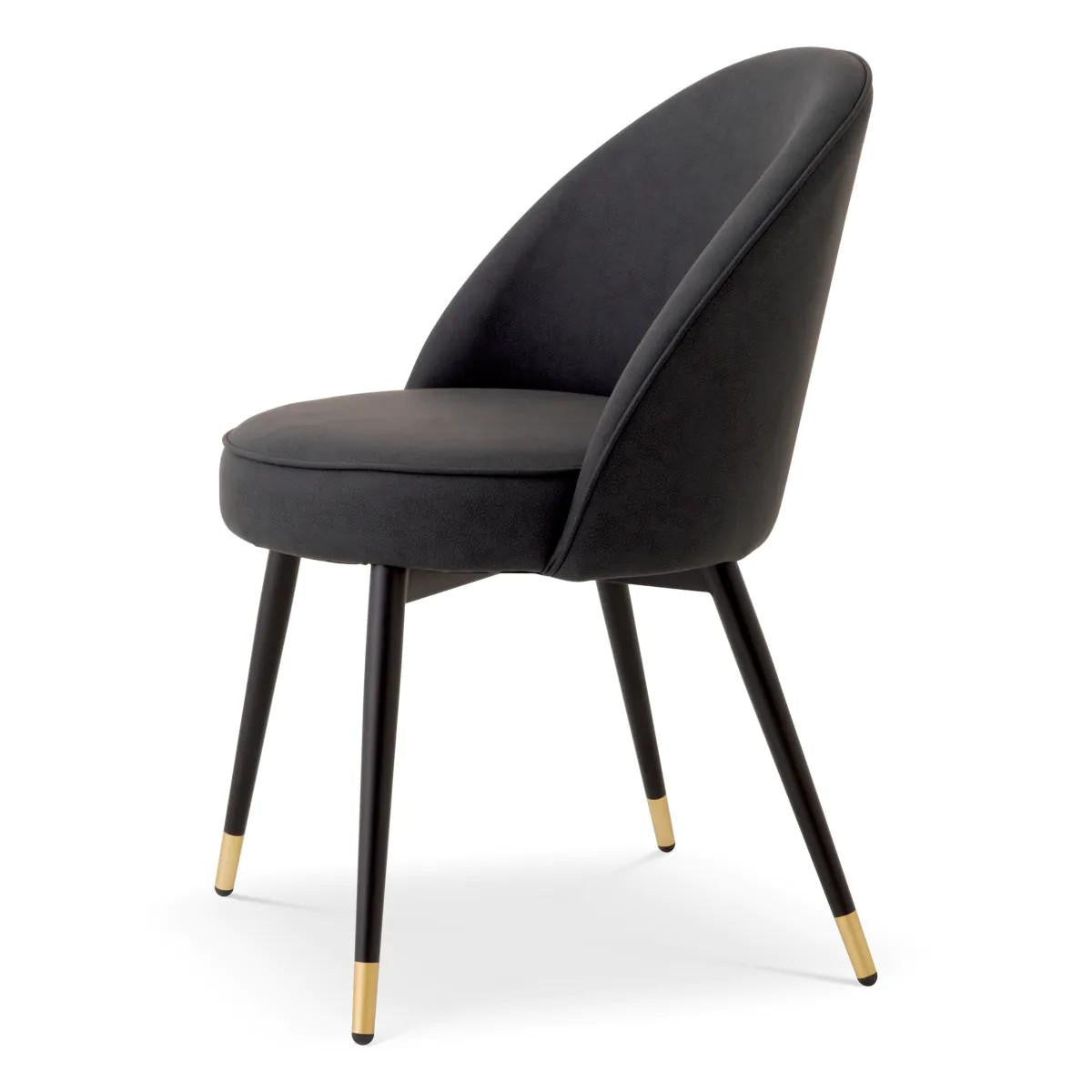 Eichholtz Cooper Dining Chair, Set of 2, Gray, Black & Brass Legs, 32.68"H (A116570 YV0J03YX1K)