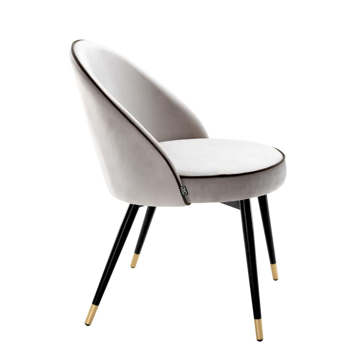 Eichholtz Cooper Dining Chair, Set of 2, Light Gray Velvet, Black & Brass Legs, 32.68"H (A113124 YV0J03YXXR)