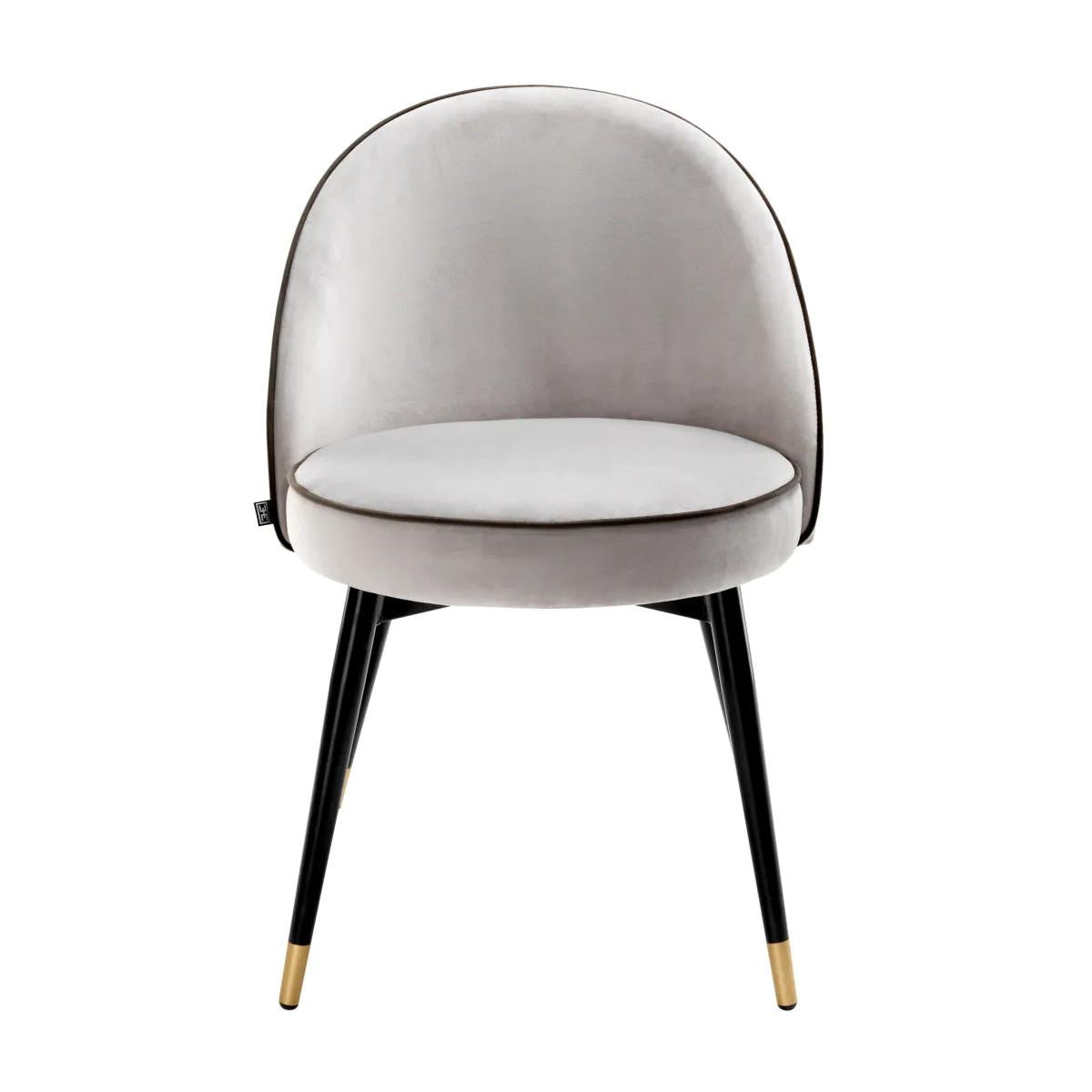 Eichholtz Cooper Dining Chair, Set of 2, Light Gray Velvet, Black & Brass Legs, 32.68"H (A113124 YV0J03YXXR)