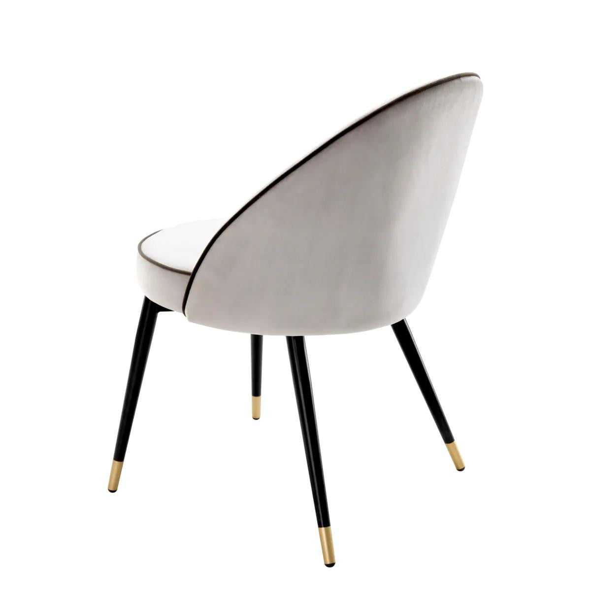Eichholtz Cooper Dining Chair, Set of 2, Light Gray Velvet, Black & Brass Legs, 32.68"H (A113124 YV0J03YXXR)