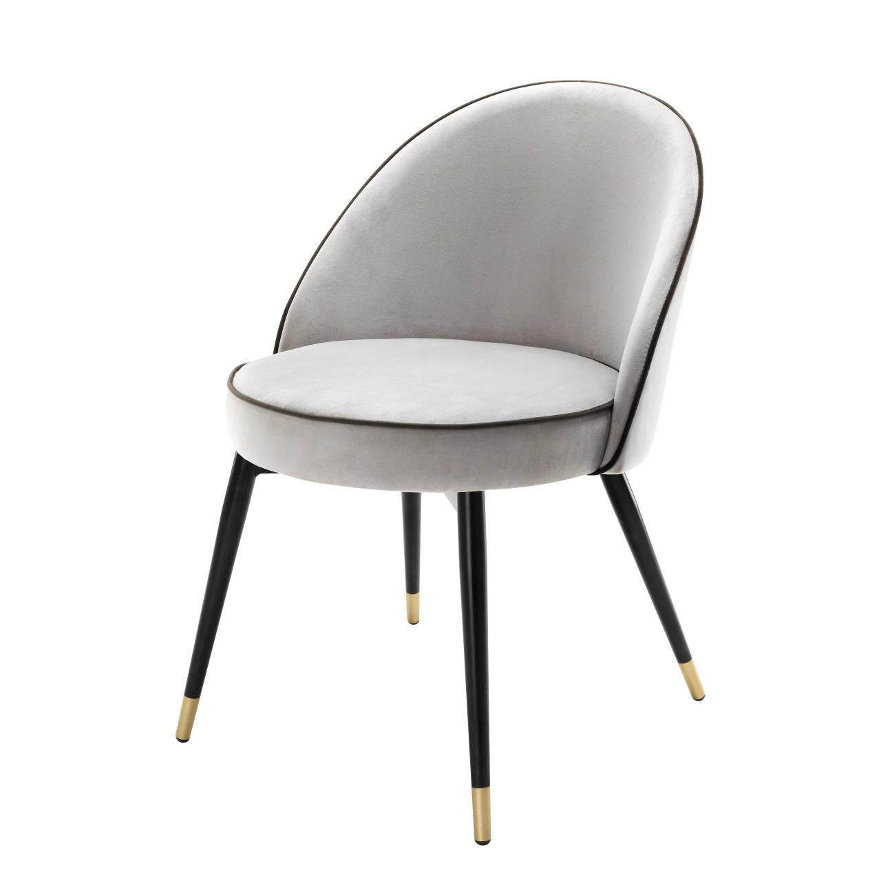 Eichholtz Cooper Dining Chair, Set of 2, Light Gray Velvet, Black & Brass Legs, 32.68"H (A113124 YV0J03YXXR)
