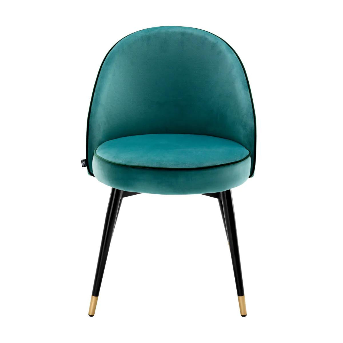 Eichholtz Cooper Dining Chair, Set of 2, Turquoise Velvet, Black & Brass Legs, 32.68"H (A113123 YV0J03YXXT)