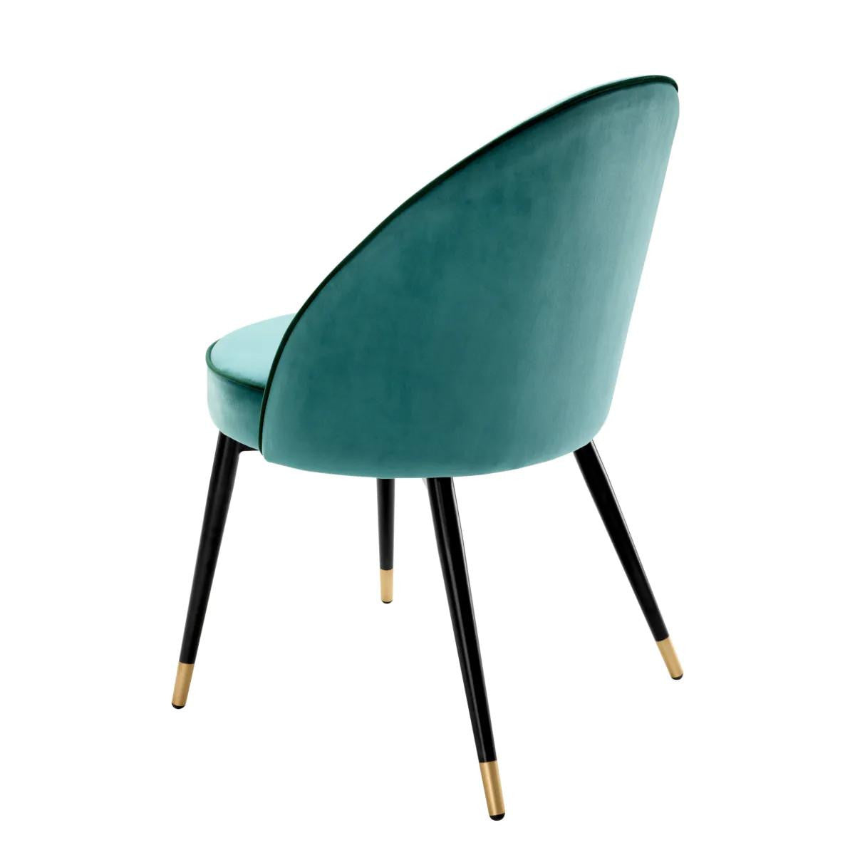 Eichholtz Cooper Dining Chair, Set of 2, Turquoise Velvet, Black & Brass Legs, 32.68"H (A113123 YV0J03YXXT)