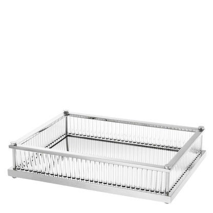 Eichholtz Cora Tray, Rectangle, Nickel, Mirror Glass, Clear Glass, 15.55"W (111642 YV0J041WPZ)