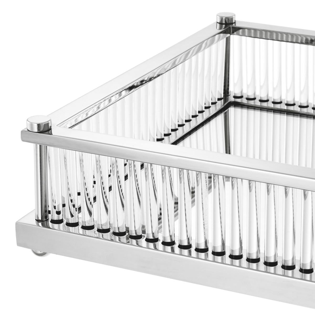 Eichholtz Cora Tray, Rectangle, Nickel, Mirror Glass, Clear Glass, 15.55"W (111642 YV0J041WPZ)